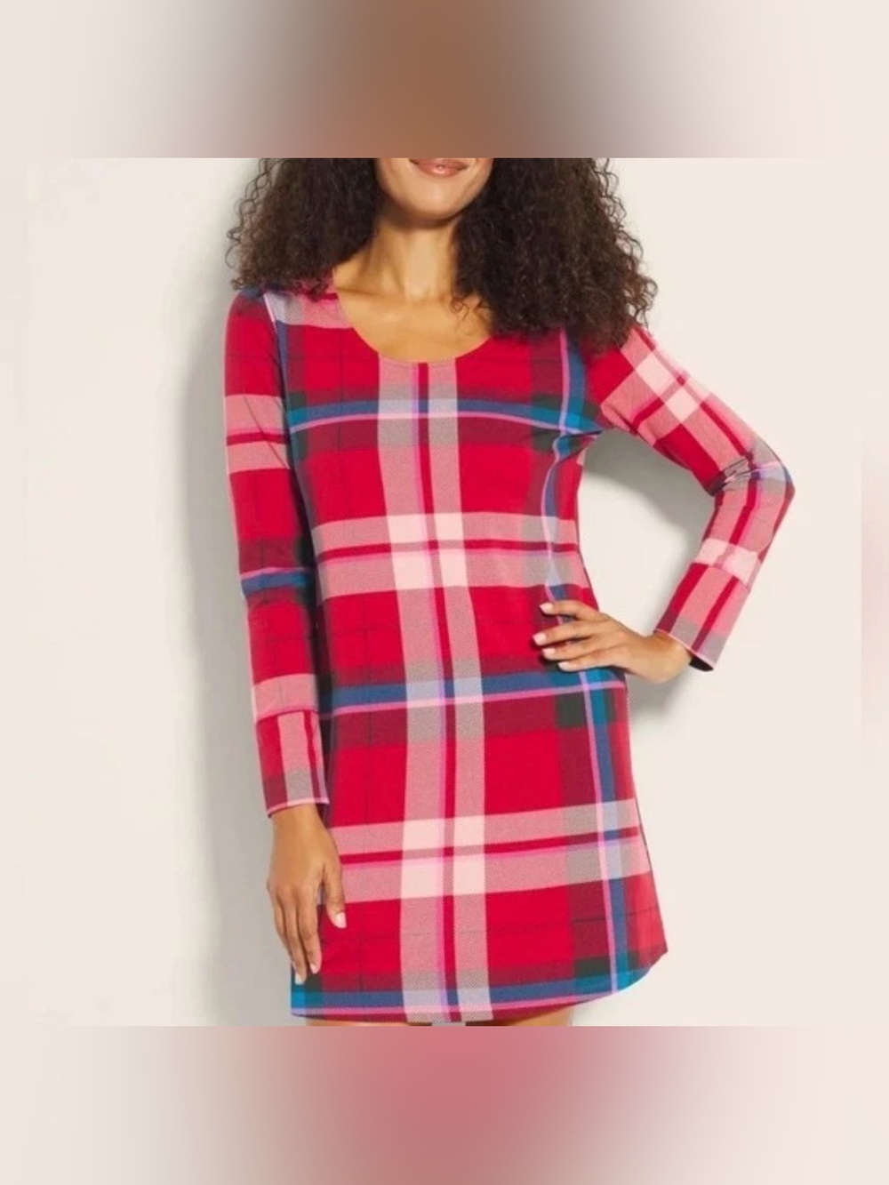 NWT Soma Embraceable LS Sleepshirt Snuggle Up Plaid Red Size S